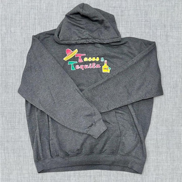 None Other - None Men Plus 2XL Tacos Tequila Hoodie Sweater in Gray